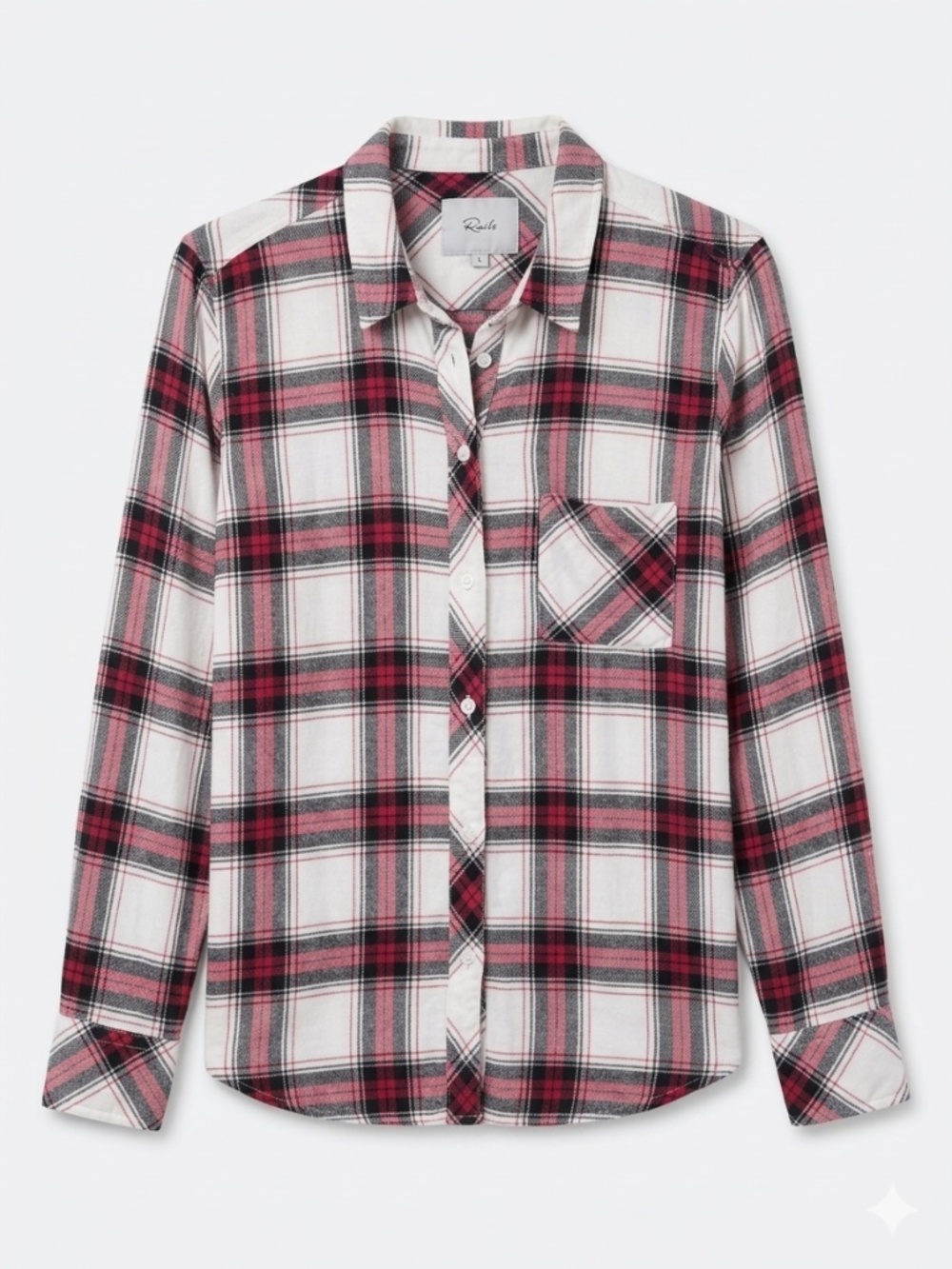 Rails women’s Plaid Button-Down Shirt in White Black and red